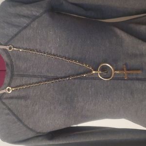 Long gold cross necklace